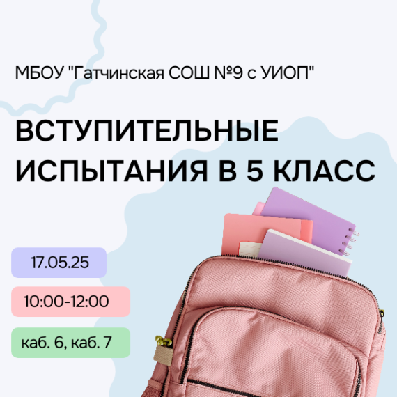 Вступительные испытания в 5 профильные классы.